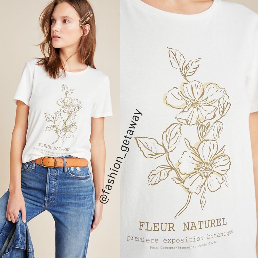 NWT Anthropologie Fleur Naturel Graphic Tee
